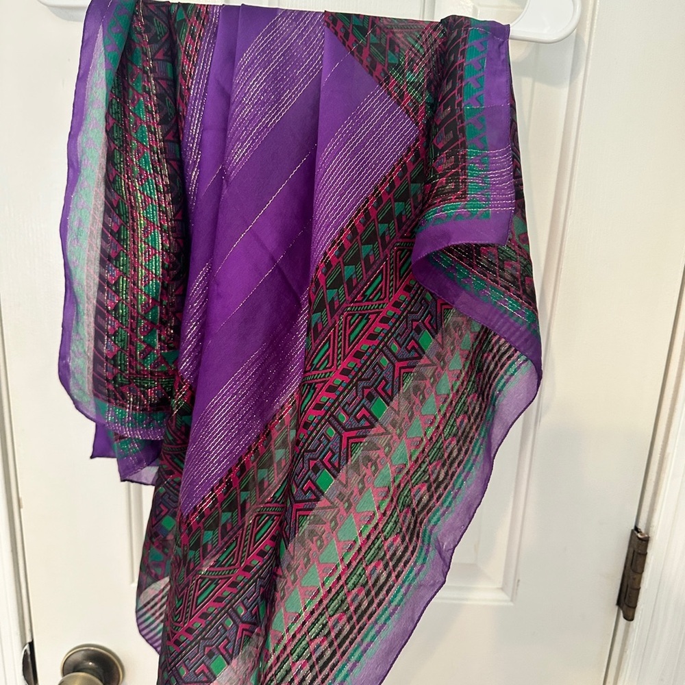 Two Colorful Geometric Patterned Scarves - Picture 2 of 7